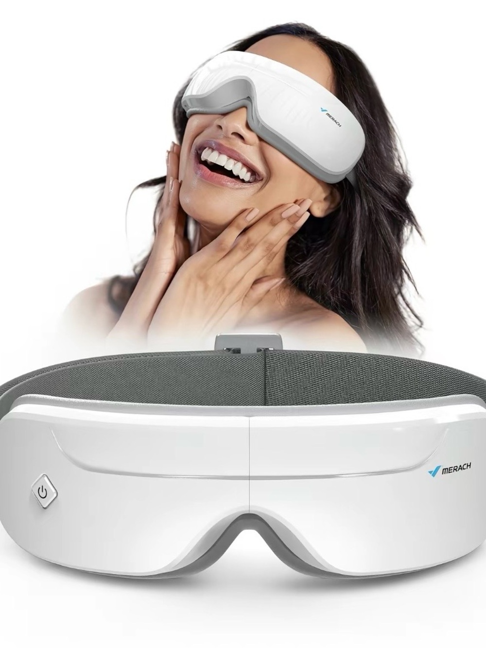 White Eye Massager VR-Style Relaxation Mask with music and heat NIB
